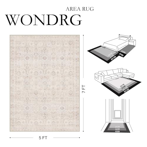 3x5 Apricot Area Rug Neutral Distressed Carpet - color: Accent | Beige Multi, size: 3' x 5' (Rectangular)