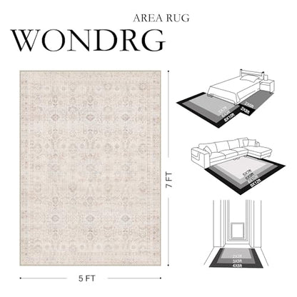 3x5 Apricot Area Rug Neutral Distressed Carpet - color: Accent | Beige Multi, size: 3' x 5' (Rectangular)