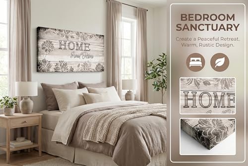 HUADAOART Home Sweet Home Canvas Wall Art – Framed Inspirational Quote Print for Living Room Entryway Farmhouse Decor Waterproof 20x40 Inch - size: 40"L x 20"W