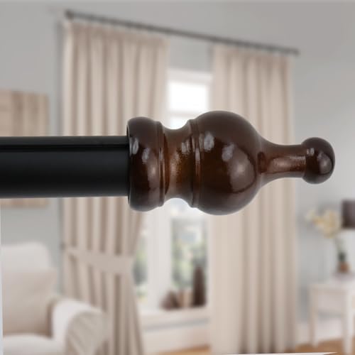 T Tulead 4PCS Wood Curtain Rod Finials 1.38-Inch Brown - style: Brown, 1.38", 4PCS