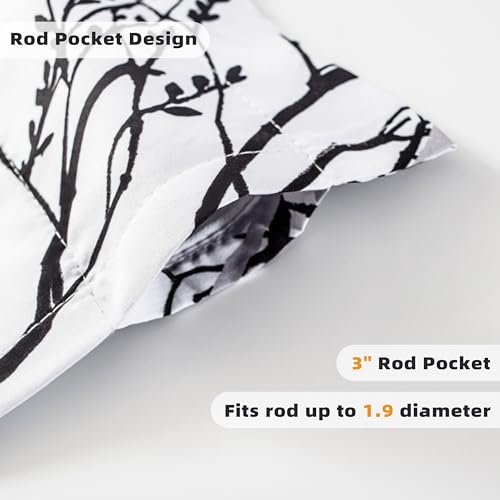 DriftAway Tree Branch Lined Valance Double Layer Blackout Thermal Insulated Abstract Ink Printing Window Curtain Valance Rod Pocket 52 Inch by 18 Inch Plus 2 Inch Header Black White 1 Pack - color: Black White, size: 52"W x 18"L (Pack of 1)