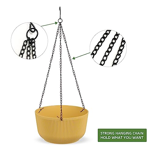 Dexceder 9.8 Inch Self Watering Hanging Planter (2 Pack, Yellow) - color: Yellow, size: 9.8 inch