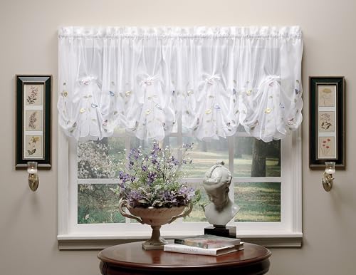 Today's Curtain,Vineyard 3-D Appliqué,Fan Insert, White, 30" W x 40" L - color: White, size: 30"W x 40"L (Pack of 1)