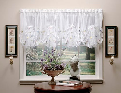 Today's Curtain,Vineyard 3-D Appliqué,Fan Insert, White, 30" W x 40" L - color: White, size: 30"W x 40"L (Pack of 1)