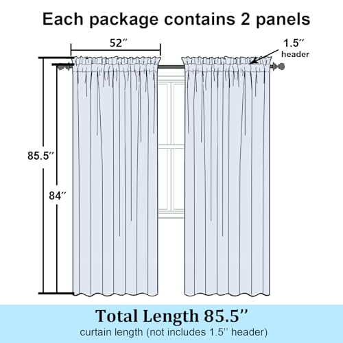Simplebrand Semi Sheer White Curtains 84 Inches Long 2 Panels, Light Filtering Geometric Jacquard Clip Textured Sheer Curtains for Bedroom，Modern Elegant Window Curtains Drapes, 52x84 inch - color: White, size: 52"W x 84"L (Pack of 2)