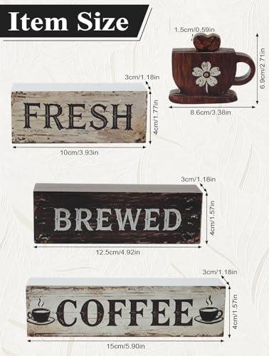 Coffee Wooden Tabletop Decor,Fresh Brewed Coffee Wood Sign Mini Coffee Bar Wooden Signs Book Stacks Accessories Rustic Table Farmhouse Table Decor (Fresh Brewed Coffee) - size: Coffee