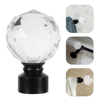 Unomor Black Iron Curtain Rod Decorative Head Plug Ball Finials for Curtain Rod Ends Window Treatment Hardware 3.54X2.36X1.18In