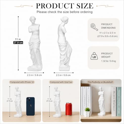 Norrclp 11.5in Greek Statue of Venus, Classic Roman Bust Greek Mythology Sculpture for Home Decor - color: Venus-11.5in