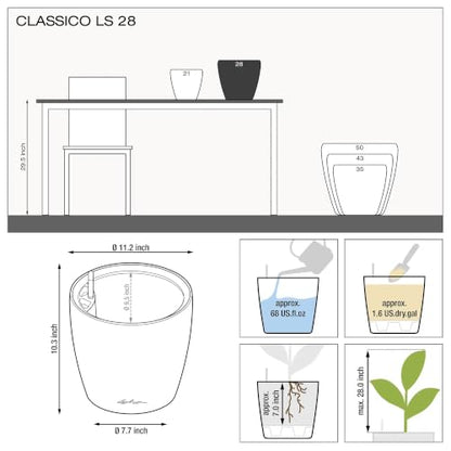 Lechuza 16049 Classico LS 28 Self-Watering Planter, Black High Gloss - color: Black High-gloss, size: D28 H26 cm
