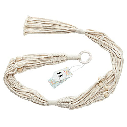 Mkono Macrame Double Plant Hanger Indoor Outdoor 2 Tier Hanging Planter Basket Cotton Rope with Beads 4 Legs 49 Inches (Pack of 3) - size: 49" (Pack of 3)
