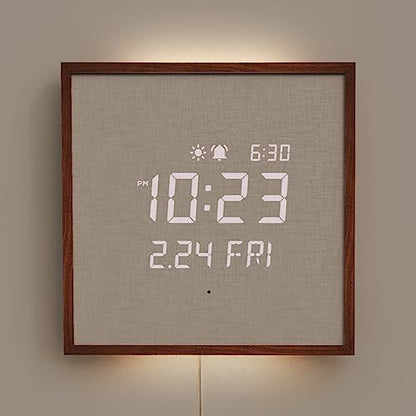 mooas Wooden Frame LED Silent Wall Clock (Wooden Frame Dark Brown) - color: Wooden Frame Dark Brown