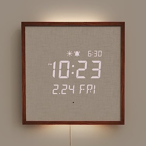 mooas Wooden Frame LED Silent Wall Clock (Wooden Frame Dark Brown) - color: Wooden Frame Dark Brown