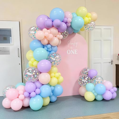 Pastel Balloon 12Inch Colorful Macaron Pink Teal Blue Yellow Purple Balloon - color: Blue Yellow Pink Purple