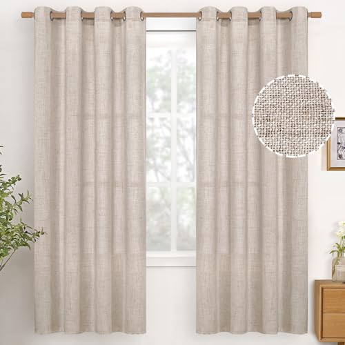 YoungsTex Natural Linen Curtains 72 Inch Long 2 Panels for Living Room - color: Natural, size: 52"W x 72"L (Pack of 2)