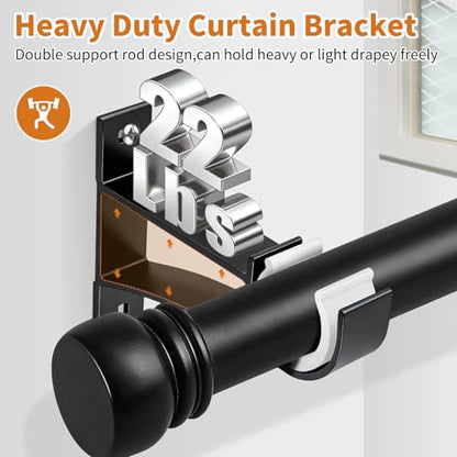 KOLAKO Curtain Rod Bracket, Curtain Rod Holder Hooks for 1 Inch Dia Rod - color: Black, size: Set of 4
