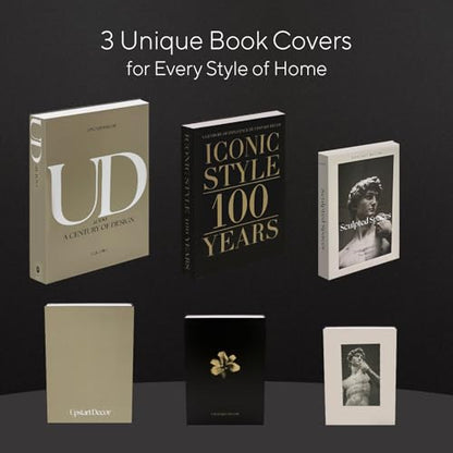 Designer Decorative Books Set of 3, Contemporary Faux Books with Storage
