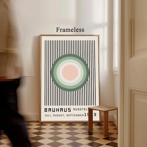 Vlolvfe Mid Century Modern Wall Art Green Geometric Painting Abstract Boho Art Prints Bauhaus Abstract Geometric Wall Art Minimalist Poster Green Bauhaus Exhibition Poster 16x24in No Frame - color: Green Bauhaus