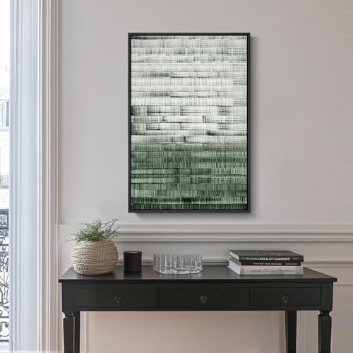 Framed Dark Sage Green Modern Abstract Wall Art, 1 Piece 24x36 In - color: Green White A