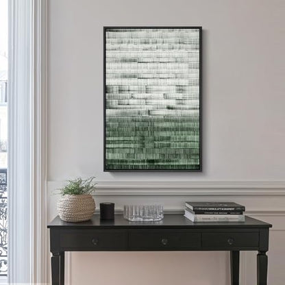 Framed Dark Sage Green Modern Abstract Wall Art, 1 Piece 24x36 In - color: Green White A