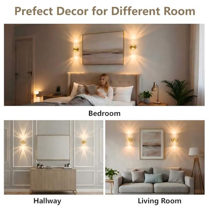 Battery Operated Wall Sconces Set of 2, 10000mAh Rechargeable Wall Light - color: Gold, size: 12 inch