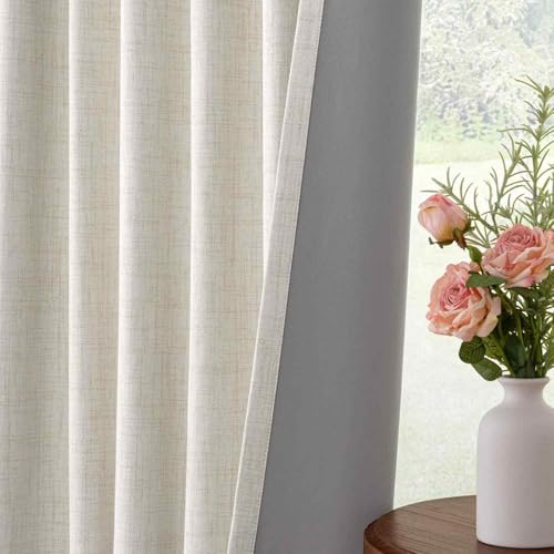 INOVADAY 4 Panels Set Beige Blackout Curtains 84 Inches Long Living Room - color: #02 Beige, size: 42"W x 84"L (Pack of 4)