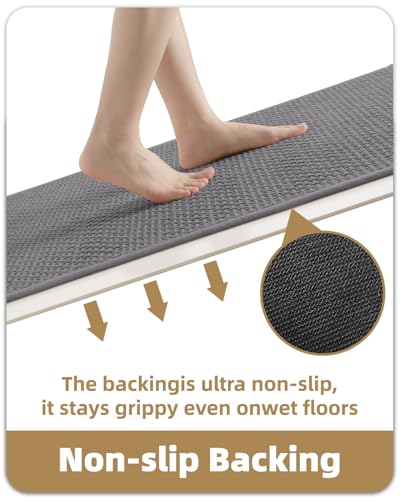 Color&Geometry Grey 36x24 Waffle Bath Mat, Rubber Non Slip Bathroom Rug - color: Grey, size: 24"x36"