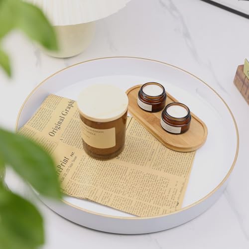 White Round Decorative Tray with Handles, 13" Versatile Serving Tray for Coffee Table, Ottoman, Ideal for Serving, Displaying, Organizing - color: R White, size: 13"