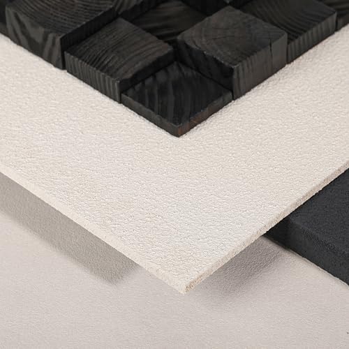 AMAATE 3D Textured Black Wood Geometric Relief Sandstone Framed Wall Art - color: black square