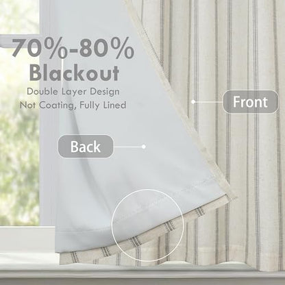 DriftAway Farmhouse Double Layer Linen Blackout Tie Up Curtains Thermal Insulated Vertical Striped Fully Lined Balloon Roman Shade Bathroom Window Adjustable Rod Pocket 25 Inch by 47 Inch Gray - color: Grey, size: 25"W x 47"L (Pack of 1)