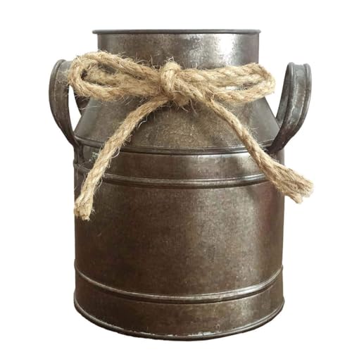 Country Flower Bronze Milk Can Planter Table Vase for Home Decor, Office Decor or Outdoor - color: Rusty Bronze