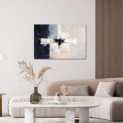 Modern Black and White Abstract Canvas Wall Art for Living Room 24" X 36" - color: JYQ-01M, size: 36"L x 24"W