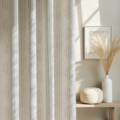 100% Blackout Taupe Boho Curtains, 96 Inches, 2 Panels for Bedroom - color: Taupe, size: 52"W x 96"L (Pack of 2)