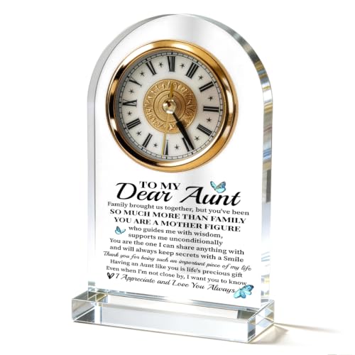 WKYAER Keepsake Acrylic Clock for Aunt, Aunt Birthday Gift, Mothers Day Present from Niece Nephew, Acrylic Clock Office Desk Accent, 4.3 x 7.8 in - color: Gift 07