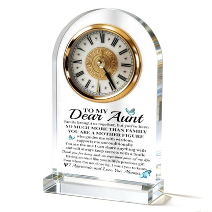 WKYAER Keepsake Acrylic Clock for Aunt, Aunt Birthday Gift, Mothers Day Present from Niece Nephew, Acrylic Clock Office Desk Accent, 4.3 x 7.8 in - color: Gift 07