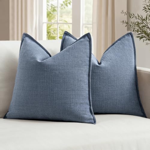 MIULEE Thick Textured Decorative Throw Pillow Covers 20x20 Inch Blue - color: Blue, size: 20" x 20" (Pack of 2)