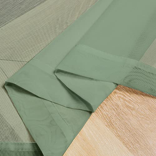OVZME Sage Green Sheer Curtains 36 inches Long, Short Kitchen Window Treatment Solid Sheers Cafe Curtains Bathroom Voile Half Window Panels, Rod Pocket, 42" Wx36 L - color: Sage Green, size: 42"W x 36"L (Pack of 2)