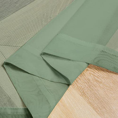 OVZME Sage Green Sheer Curtains 36 inches Long, Short Kitchen Window Treatment Solid Sheers Cafe Curtains Bathroom Voile Half Window Panels, Rod Pocket, 42" Wx36 L - color: Sage Green, size: 42"W x 36"L (Pack of 2)