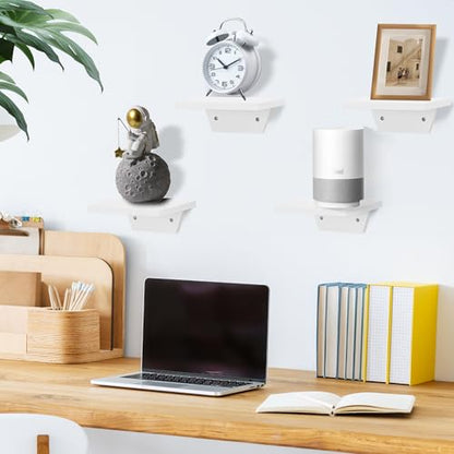 Small Wall Shelves,Speaker Shelf,Floating Shelf Trapezoid for Wifi Router - color: White, size: Set of 2