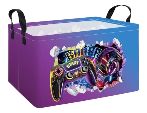 Rectangle Foldable Storage Basket Handles For Home, 3D Gamer - color: REC-3D Gamer