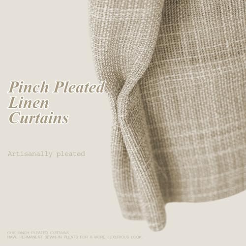 AUSSPVOCT 84 Inch Curtains Pinch Pleated Linen-Like Drapes 2 Panel Set - color: Burlywood Birch, size: 40"W x 84"L (Pack of 2)