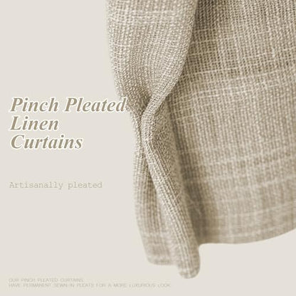 AUSSPVOCT 84 Inch Curtains Pinch Pleated Linen-Like Drapes 2 Panel Set - color: Burlywood Birch, size: 40"W x 84"L (Pack of 2)