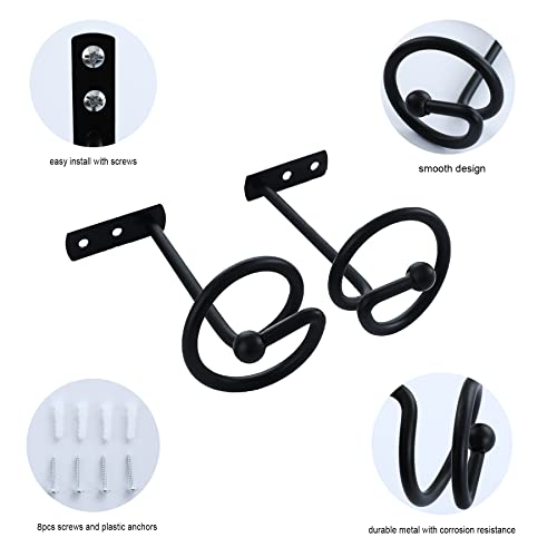 Curtain Hold Back Black Set of 4 for Wall, Curtain Tiebacks Pull Back for Curtains, Curtain Tieback Hook Drapery Tiebacks, Tie Back Wall Holder for Curtains Decorative Draperies Metal - color: Black 2pair