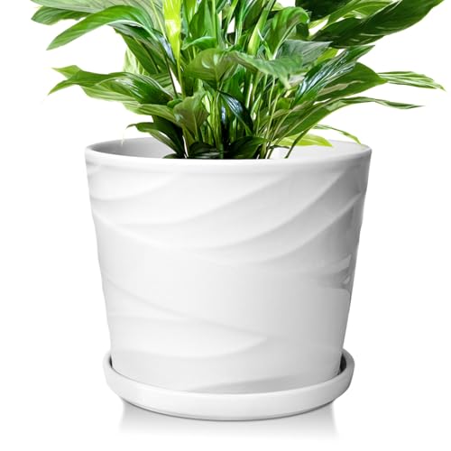 8 Inch Ceramic Plant Pot, White - color: Pure White, size: 8 Inch-1 Pack