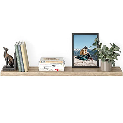 Ballucci Floating Shelf, 48" Wood Wall Shelf with Invisible Brackets for Bathroom, Living Room, Bedroom, Kitchen, Nursery, 8" Deep, Oak Finish - color: Natural Oak, size: 47.2 inches