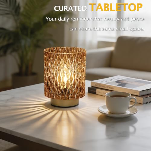 ULAROOM Battery Operated Table Lamp,Cordless Small Accent lamp, Amber - color: Amber-3AA