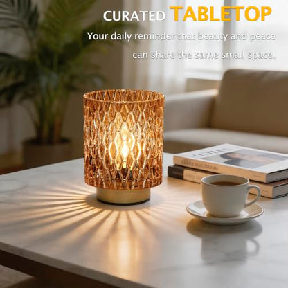 ULAROOM Battery Operated Table Lamp,Cordless Small Accent lamp, Amber - color: Amber-3AA