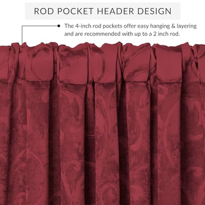 Mia Beaded Scallop Valance, Rouge - 52" W x 19" L - color: Rouge