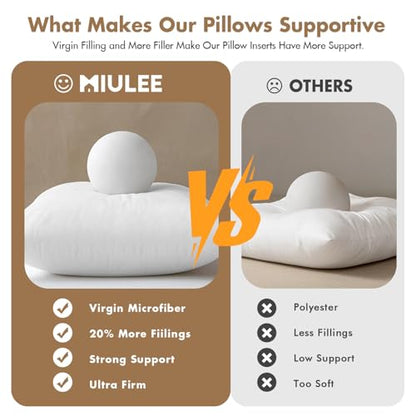 MIULEE Set of 2 Throw Pillow Inserts 24x24 Inches with 100% Virgin Filling - size: 24x24