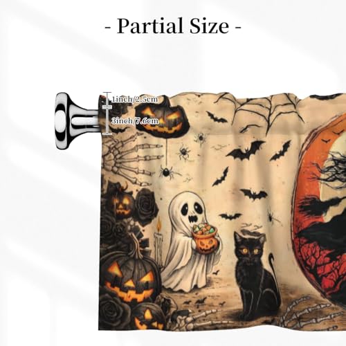 Halloween Witch Valances for Windows Rod Pocket Curtain Valance 1 Panel Short Curtains for Kitchen Bathroom Living Room Bedroom Window Treatments - color: Halloween Witch