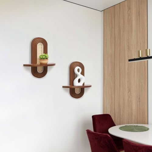 Floating Shelves for Wall, Set of 2 Arched Boho Wall Plant Holder